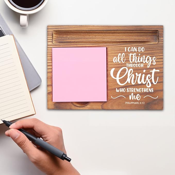 I Can Do All Things Sticky Note Holder, Christian Desk Organizer for Religious Social Worker Therapist Counselor Educators Gift for Office Self-Stick Note Pad Holders EDP105