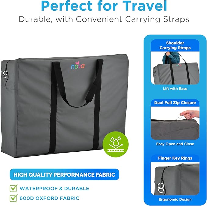 nova - Extra Large Mobility Travel Bag - Universal Carrier for Rollator Walkers, Folding Wheelchairs, and Transport Chairs - Durable Water-Resistant Storage Bag with Long Handles and Dual Zippers