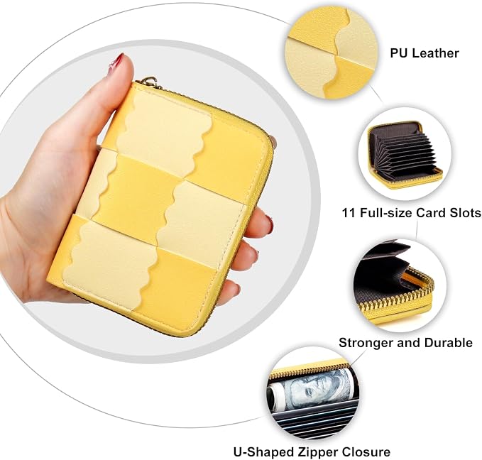 Credit Card Wallet, RFID Card Case Wallet, Zipper Card Cases Holder for Men Women, RFID Blocking, KeyChain Wallet, Compact Size Card Organizer Case for Women