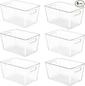 YIHONG 6 Pack Clear Pantry Organizer Bins, Plastic Containers with Handle for Kitchen,Freezer,Cabinet,Closet,Bathroom Under Sink Storage