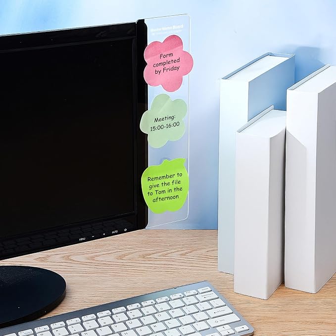 Zonon 24 Pieces Monitor Memo Board, Memo Boards for Computers Transparent Acrylic Monitor Side Panel Office Desk Accessories Desktop Computer Sticky Note Holder for Office Home Work Desk