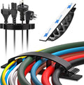 XHF 30pcs Adhesive Cable Wire Clips Black, Outdoor Cable Management Wire Organizer Cord Holder for Under Desk, Car, Wall, TV PC Ethernet Cable