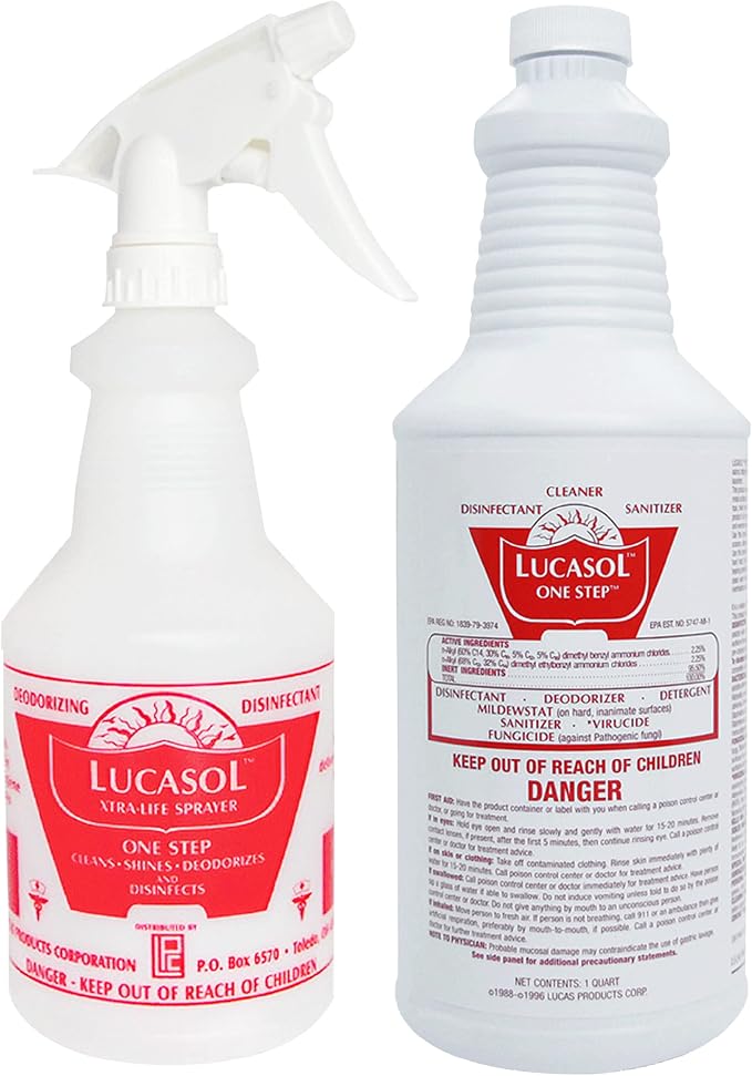 Lucasol One Step Hospital Grade Disinfectant Refillable Spray Bottle