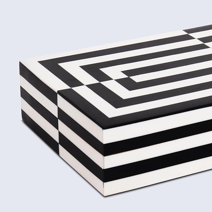 Handicrafts Home Large Decorative Storage Box 12x6– Coffee Table Organizer Box, Modern Home Décor Accent, Keepsake Memory Box, Jewelry Storage Box, Boho Decorative Box with Lid for Shelf, Mantle Decor