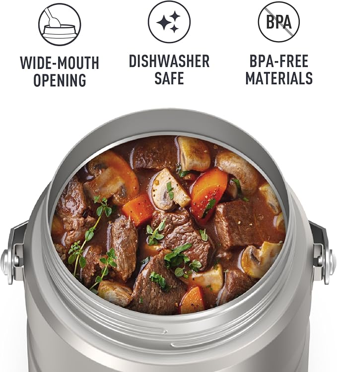 THERMOS Stainless King Vacuum-Insulated Food Jar with 2 Storage Container Inserts,47 Ounce,Matte Stainless Steel,(Pack of 4)
