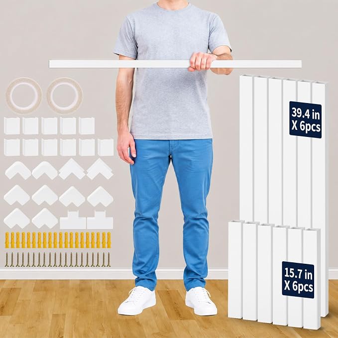 330 Inch Cord Cover Raceway Kit 6 Long 6 Short Cable Hider Paintable | White Cable Raceway, Wall Mount TV Wire Cover with 39.4 & 15.7in Channels, Easy Install Cord Concealer for Home Office