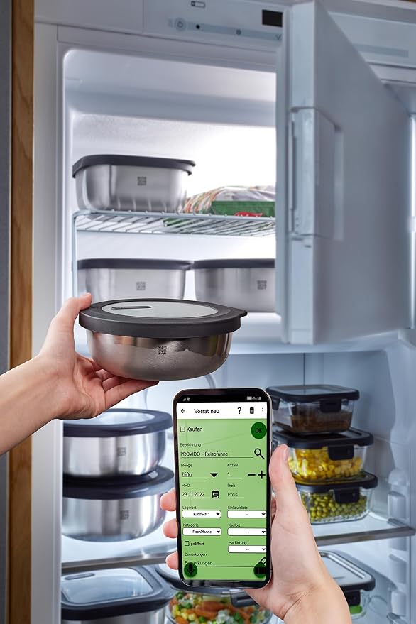 GEFU Provido Food Storage Containers with Lid, Set of 2, Stainless Steel, 400 ml Volume, Microwave-Safe, Ideal as Meal Prep or Storage Box