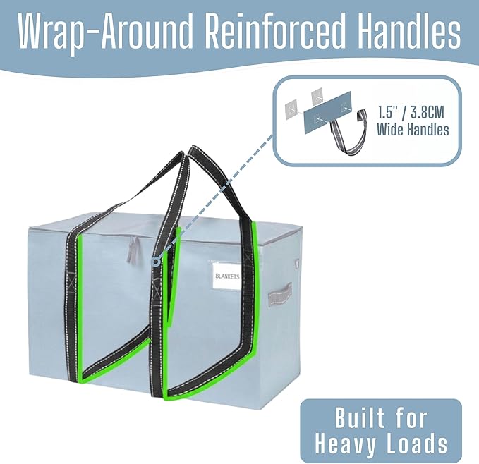 VENO 8 Pack Heavy Duty Moving Bags, Extra Large Storage Bags with Reinforced Handles & Strong Zippers, Foldable & Reusable Moving Box Alternative for Clothes & Dorm Storage