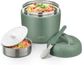 Thermo Food Jar for Hot Food Adults 32OZ Soup Thermo Lunch Containers Wide Mouth Vacuum Insulated Stainless Steel Leakproof Bento Box with Spoon (NEW-GREEN)