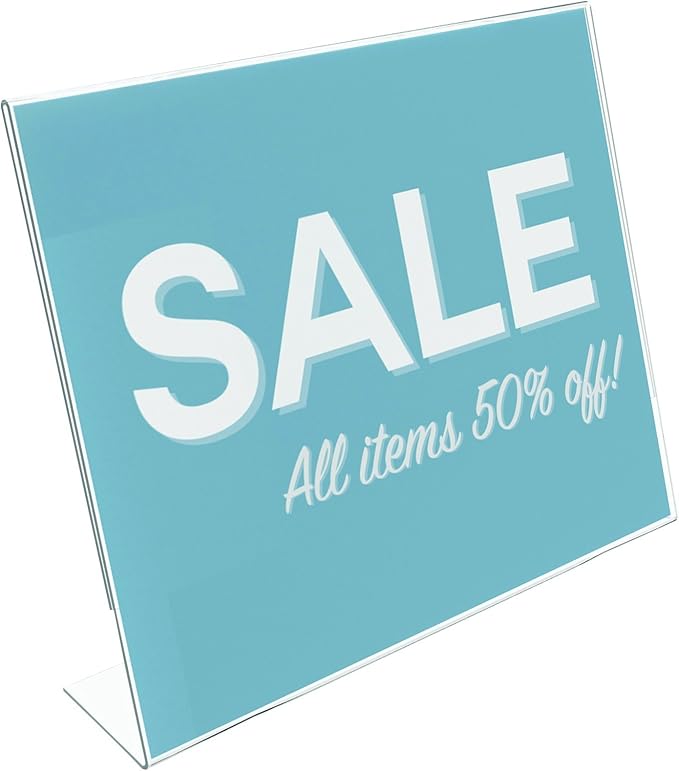 deflecto Classic Image Slanted Sign Holder, Landscaped, 11 x 8.5 Insert, Clear