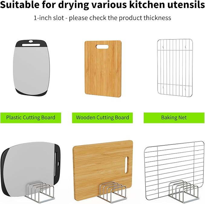 Cutting Board Organizer, 304 Stainless Steel Chopping Board Holder & Pot Pan Lid Rack, Kitchen Shelf Organizer for Bakeware, Cookie Sheets & Trays