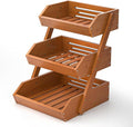 G.a HOMEFAVOR 3-Tier Fruit Basket for Kitchen Counter, Brown, Self-assembly | Bamboo Fruit Bowl, Vegetable Storage and Home Organizer, 15 mm Thickness