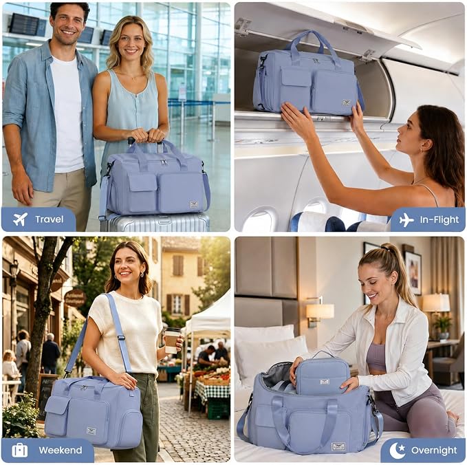 FIORETTO Women's Gym Duffle Bag with Shoes Compartment, 30L Capacity, Ideal for Travel, Gym, Sports, Duffel, Weekender