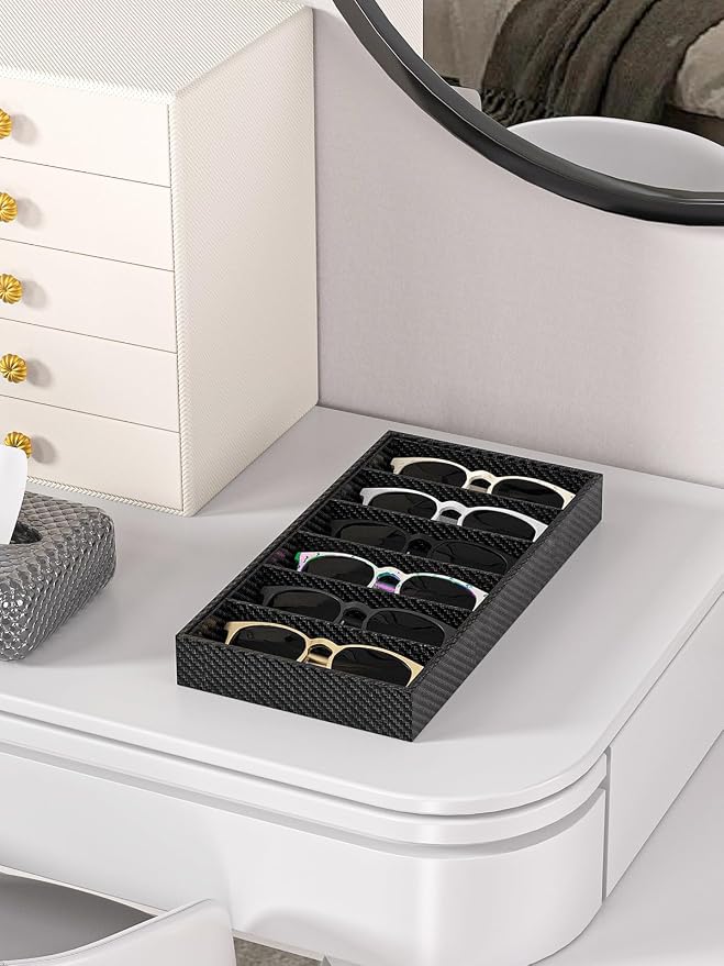 Sunglass Organizer Tray,Eyeglass Storage for Multiple Glasses,Jewelry and Sunglasses Drawer Organizer (Carbon Fiber 1)