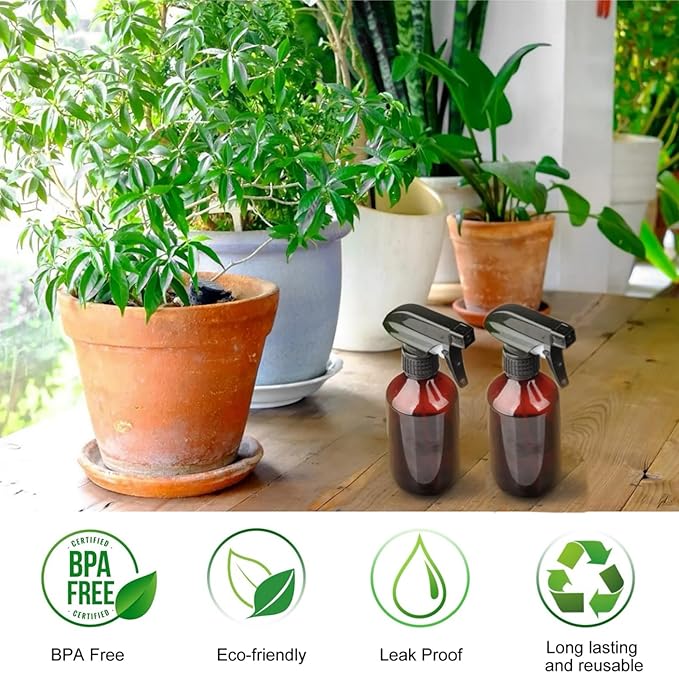 Teyssor Plastic Spray Bottles Empty Water Spray Bottle 500ml/16.9oz Fine Mist Refillable Bottles for Cleaning Solutions, Plants, Hair, Essential Oils 2 Pack