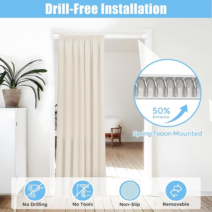 AIZESI 4pcs Tension Curtain Rod Spring Tension Rods for Windows 30 to 64 Inch, 7/8 Diameter White, Adjustable Curtain Rod Spring Tension Curtian Rod for Bathroom, Kitchen, Cupboard