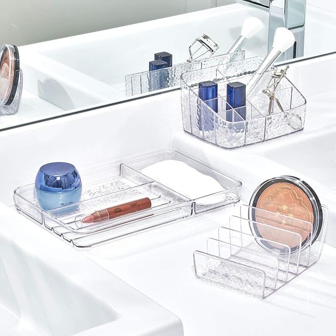 iDesign Rain Vertical Textured Plastic Palette Organizer for Storage of Cosmetics, Makeup, and Accessories on Vanity, Countertop, or Cabinet, 9.25" x 3.86" x 3.20"