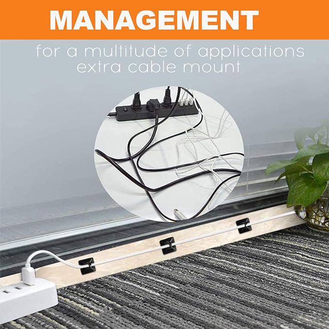 500 Pack 3/4" Zip Tie Adhesive Mounts Self Adhesive Cable Tie Base Holders with Multi-Purpose Tie wire clips with screw hole,Anchor stick on wire holder, Including 100 Pack Clips（Black）