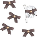 SenseAGE 5 Pack Cord Organizer, Bow Cord Keeper, Cable Organizer USB Holder, Leather Cable Management, Cable Straps, Earphone Winder, Storage Straps for Electronics, Earbuds (Choco Brown, Big)