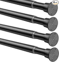 4 Pack Spring Tension Curtain Rod 32-76 inch, Adjustable Expandable Tension Curtain Rod No Drilling, Tension rods for Window Doorway Kitchen Curtain, Black