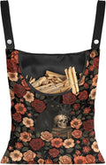Vintage Rose Clothespin Organizer Bag Skull Clothespin Bags with Hanging Hook Waterproof Clothes Pin Storage Organizer with Large Opening Clothespins Bag for Clothesline Outdoor
