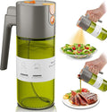 Olive Oil Sprayer & Dispenser Bottle for Cooking 17oz Dark Glass Oil Mister | 2-in-1 Sprayer & Pourer, Leakproof, Fine mist, Light-Blocking, Wide Mouth for Easy Refill & Clean, 8 Oil Labels, Reusable