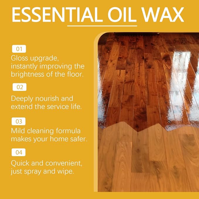 Beeswax Wood Polish Spray,Beeswax Essential Oil Wax, Natural Essential Oil Wax Cleaner for Furniture, Floors, Living Rooms, Kitchens