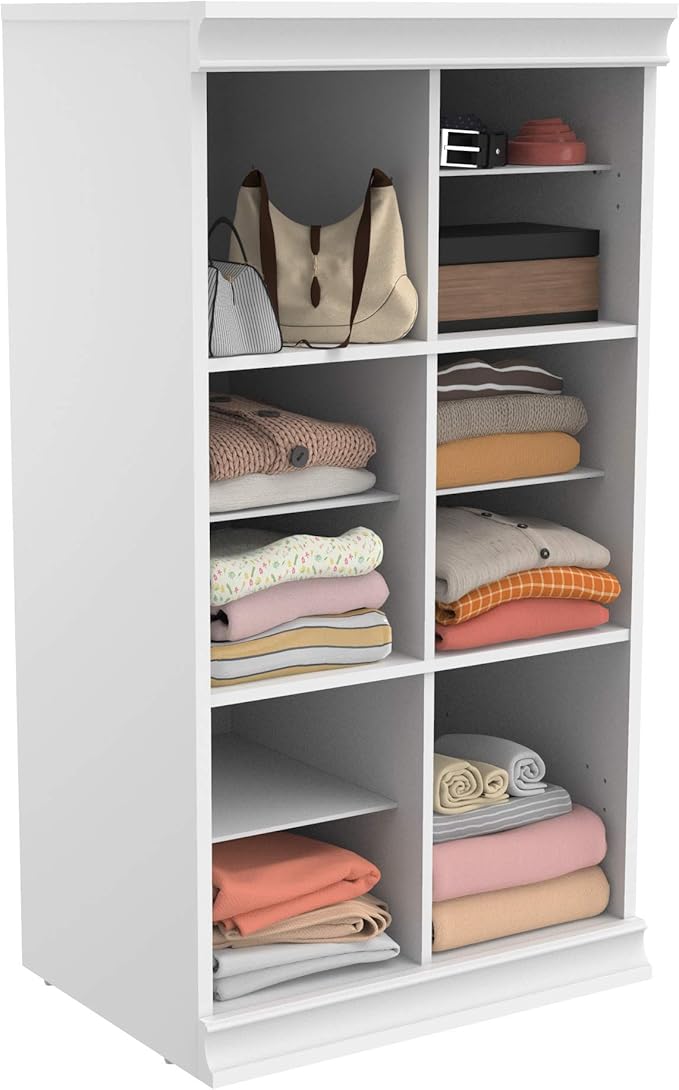 ClosetMaid Modular Storage Shelf Unit with 12 Adjustable Shelves & Dividers, White