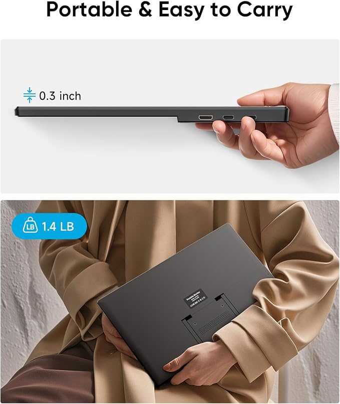Dopesplay 15.6'' Portable Monitor, FHD 1080P Laptop Screen Extender, Ultra-Slim IPS HDR Travel Display with Speaker, Dual Full-Function USB-C & HDMI External Monitor for Mac PC Phone Xbox PS5 Switch