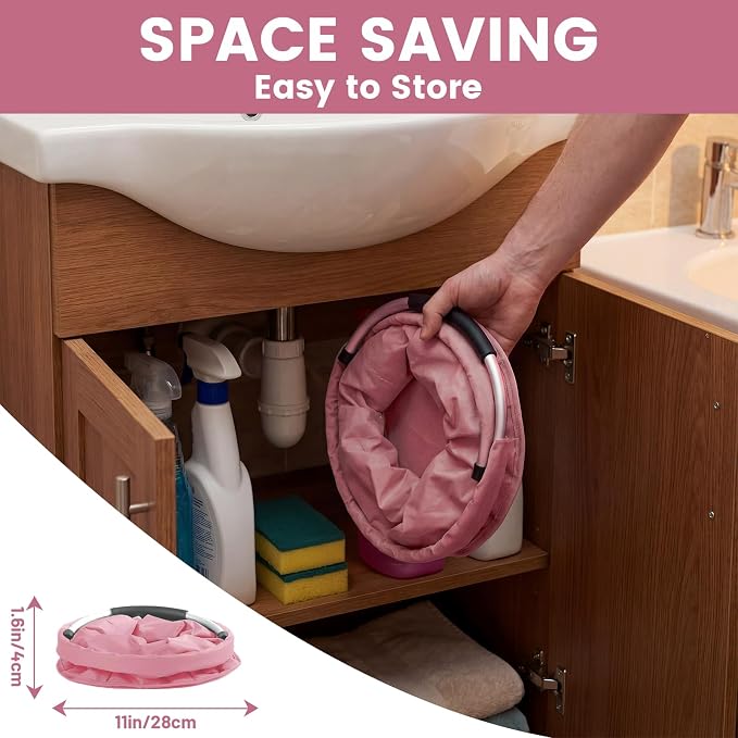 Cleaning Caddy with Handle, 17L Cleaning Supplies Organizer, Pink | 600D Oxford Fabric Storage Basket with 6 Pockets, Multifunctional Bucket Bag for Picnics, Camping, Gardening, Bathing