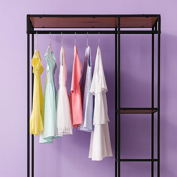 Threehoney 2 Pack Wire Shelving Garment Hanger Bar Wire Shelving Accessories Industrial Closet Clothes Rods for Home Retail Store(Black,48 Inch)