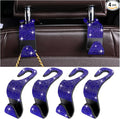 Zpana 4PCS Bling Car Seat Headrest Hooks, Vehicle Back Seat Purse Handbag Hanging Holder with Crystal Rhinestone, Diamond Storage Organizer Hook, Universal Automotive Accessories (Blue)