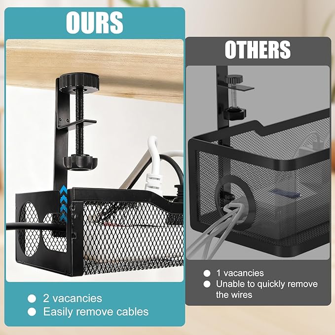 Under Desk Cable Management 26 inches Metal Cord Organizer No Drill Wire Management and Cord Organizer for Home Office Standing Desk