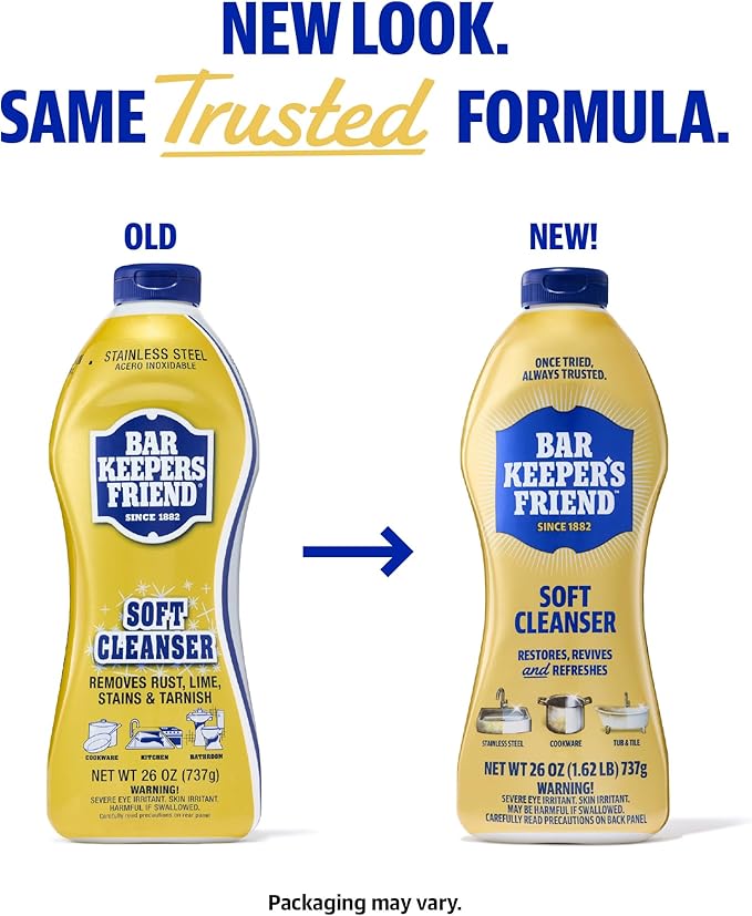 Bar Keepers Friend Soft Cleanser 26 oz + Spray & Foam Multipurpose MORE Spray Cleaner 25.4 oz, Multi Purpose Cleaner Bundle, Removes Grease, Rust Stains, Soap Scum & More in Home & Outdoors