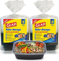 Glad Take-Aways 60-Pack Snap-Seal, Dishwasher and Freezer Safe, Reusable Food Storage Bento Box, Meal Prep Containers, Made in North America (38 oz, BPA Free)