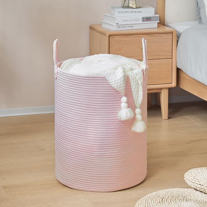 YOUDENOVA Laundry Hamper Basket, Woven 58L Tall Laundry Basket for Blanket Organizer- Nursery Hamper for Bedroom And Bathroom Storage