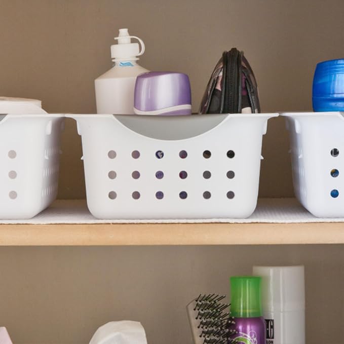 Sterilite 24-Pack Ultra Basket, Open Plastic Bins, Countertop, Cabinet and Closet Organizer, White, Small
