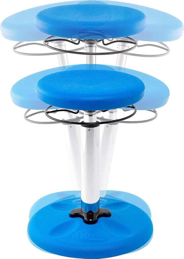 Kore Adjustable Height Wobble Chair, Active Sitting for Children, Kids, Teens: Better Than a Balance Ball, Flexible Classroom Seating, Adjusts from 16.5 to 24 inches, Blue