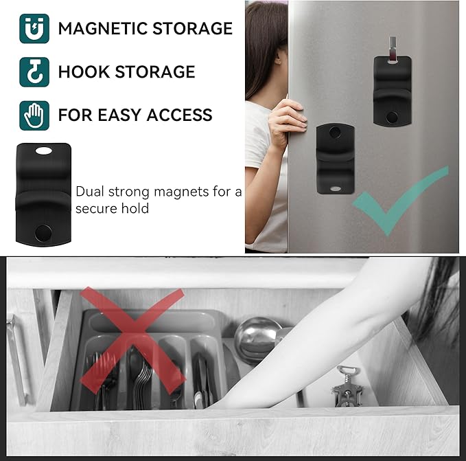 2 Pack Canning Jar Opener with Magnets, Mason Jar Opener For Canning Lids, Regular and Wide Mouth Lids, Powerful Magnet for Easy Refrigerator Storage, Releases Vacuum Seal– Patent Pending(Black)