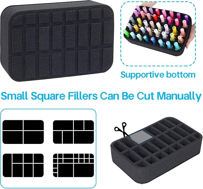 Nail Polish Organizer Holder Foam Pad DIY with 24 Slots for Storage Nail Polish or Essential Oil Tray for Drawers Black