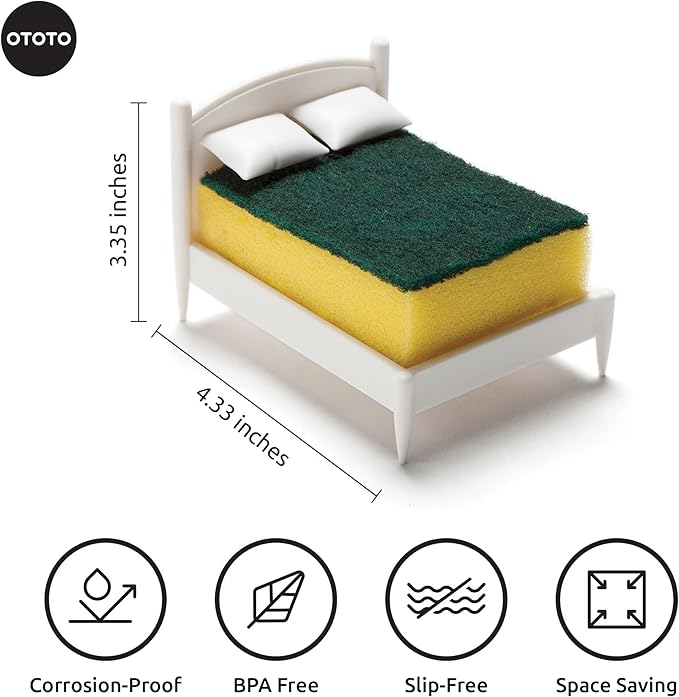 OTOTO Cute Sponge Holder for Kitchen Sink - - Dishwasher Safe Sponge Organizer- Compact, Organizer, Kitchen Sink Accessories, Sponge Holder