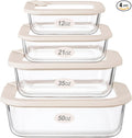 Urban Green Glass Food Storage Containers with Glass Lids, Microwave Safe Food Container Set, Aitight Meal Prep Container Set, LeakProof, 100% Plastic Free, 4 Pack