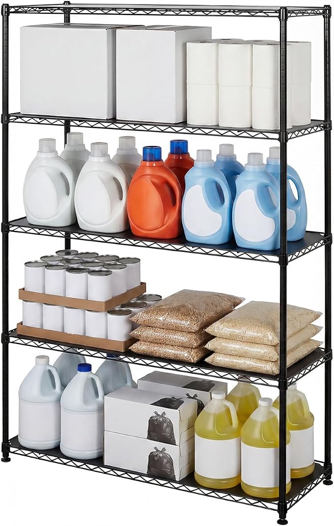 SafeRacks NSF 5-Tier Heavy Duty Steel Wire Shelves (48"x18"x72")