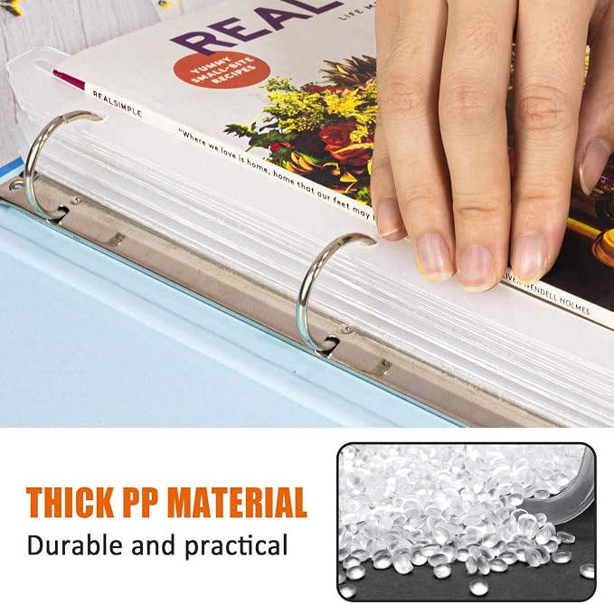 24Pcs 3 Hole Punched Magazine Holders, 3 Ring Binder Insert Strips, White | Punch-Free for Magazines, Magazine Organizer