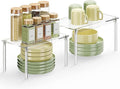 Delamu Clear Kitchen Cabinet Organizer, Set of 2 Acrylic Shelf Organizer for Cupboard Organizers and Storage, Stackable Cabinet Shelf for Plate, Dish, Bowl, Cup & Mug, 11.7" W x 7.7" D x 6.3" H
