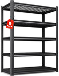 Set of 9-71"H Garage Shelving-3000LBS 5 Tier Storage Shelves,Adjustable Heavy Duty Metal Shelving Unit and Storage Large Wire Rack,Utility Steel Shelf For Shop Warehouse Industrial Pantry 71"x35"x16"