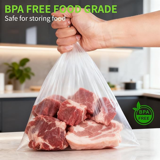 Food Storage Bags，10" X 14" Clear Plastic Produce Bags Roll for Food, Bread, Vegetables, Fruits, Refrigerator Storage, Kitchen, 400 Bags/Roll(1 Roll)