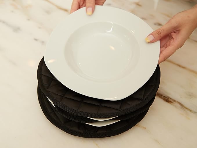 Covermates Keepsakes Quilted Dish Dividers – Set of Padded Plate Protectors for China & Dinnerware Storage, Scratch Protection, Machine Washable, Black