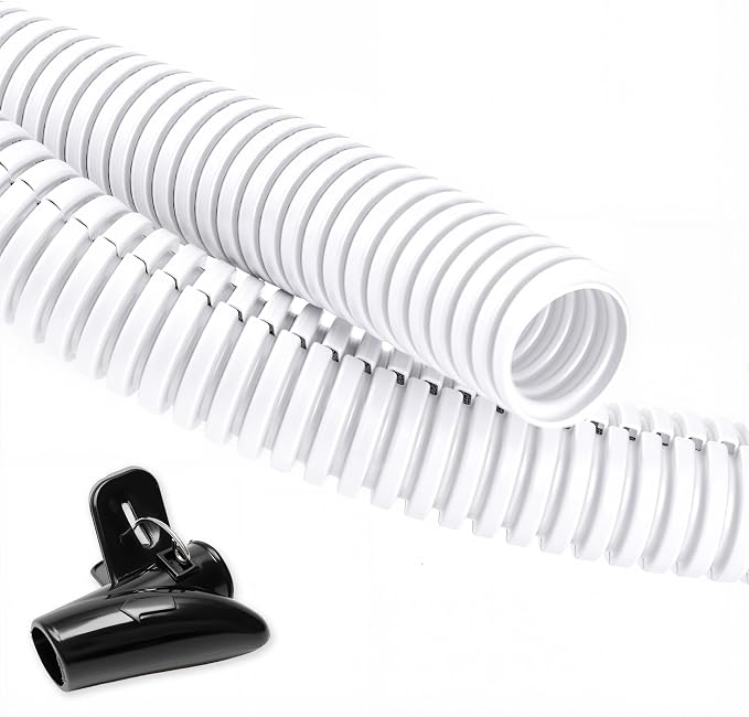 ZhiYo 20FT 1/2” Wire Loom Split Tubing Auto Wire Conduit Flexible Cover | High Temperature Heat Resistant -40F to 257F | Plastic Cover for Electrical Wires & Cables, White