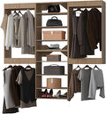 ROOMTEC Modular Closet System, 90" Wall-Mounted Closet Organizer with Hanging Rods and Shelves, Wooden Tower for Walk-In Closets, Wardrobe Storage Kit, Wood